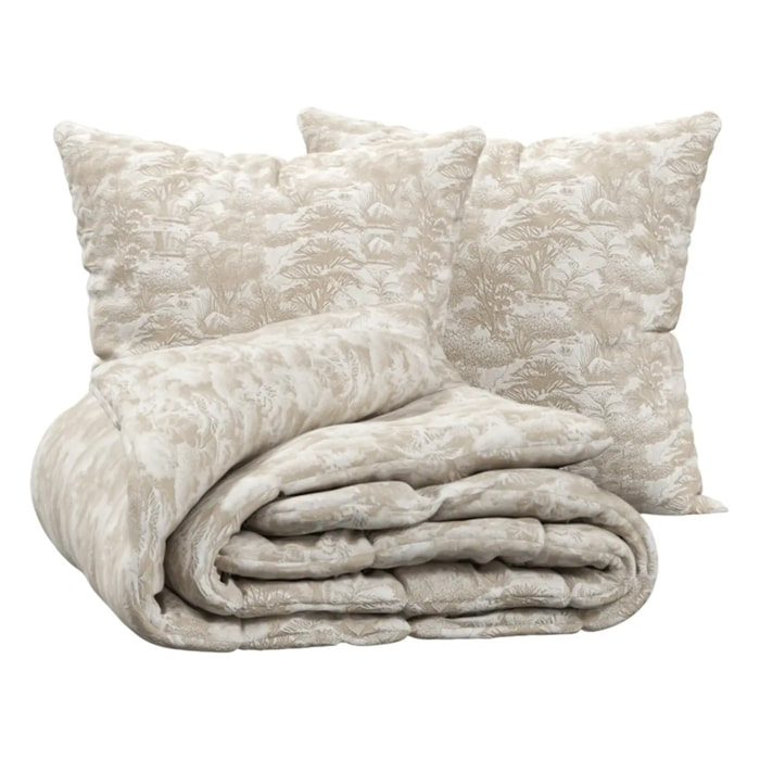 Parure de lit Jouy 220x240cm beige