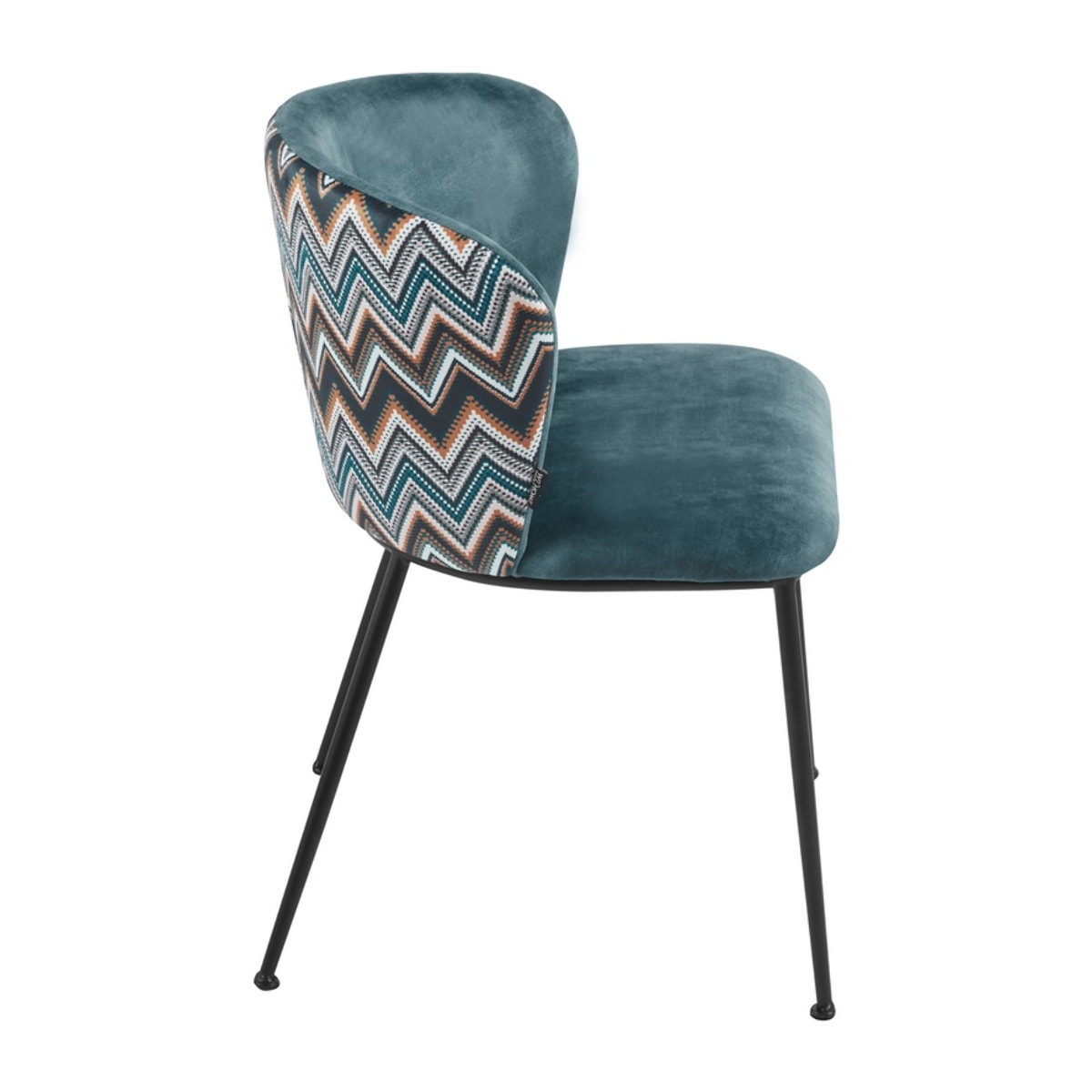Set da 2 sedie eleganti in tessuto petrolio con gambe nere - Charles