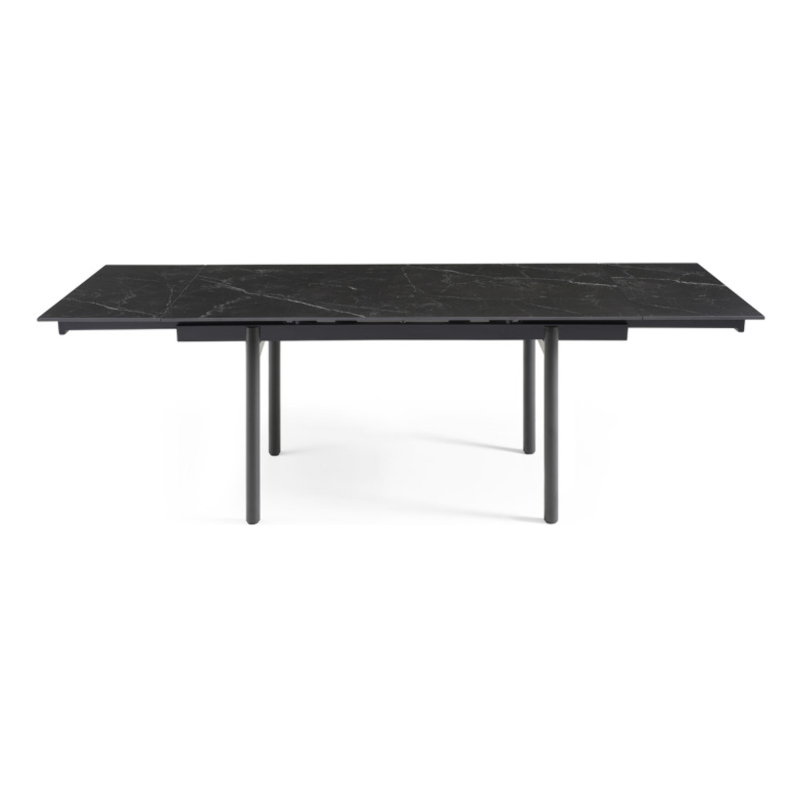 Table extensible céramique noir marbré 180/260cm - 8 piètements - UNIK