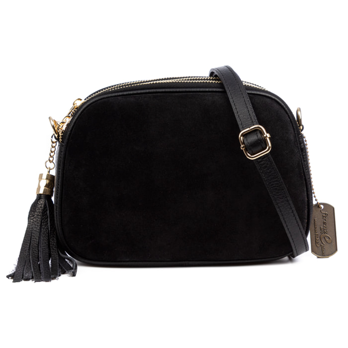 Aliminusa bolso bandolera Mujer. Piel auténtica Gamuza y Dollaro.