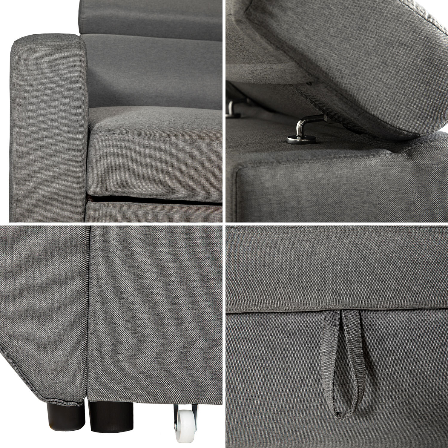 Canapé d'angle convertible WARREN 3 places gris