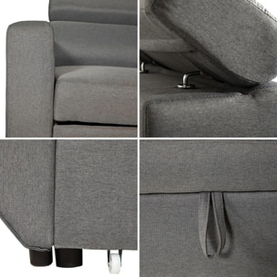 Canapé d'angle convertible WARREN 3 places gris