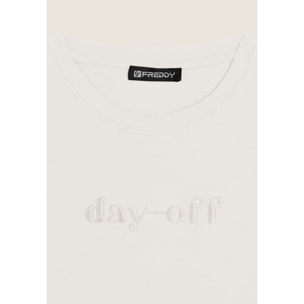 T-shirt Cropped girocollo fit comfort con ricamo