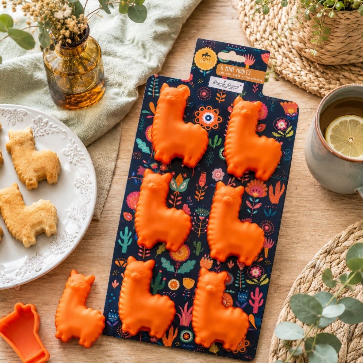 Lot de 6 mini moules en silicone Lama, HAPPY CAKE