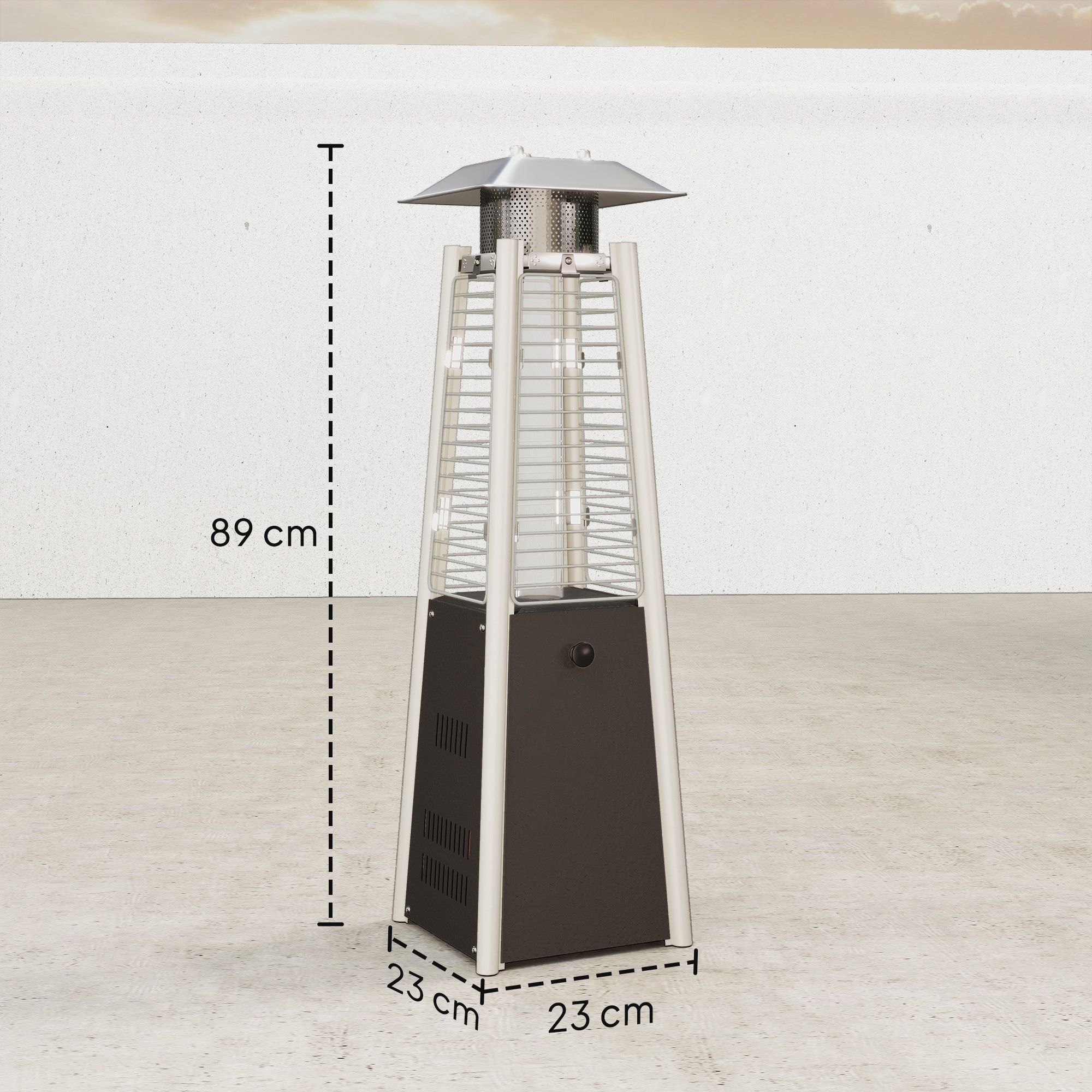 Outsunny Estufa de Gas Butano, 3000W, Calefactor de Exterior a Gas Portátil con Temperatura Ajustable, Protección contra Vuelcos, Ignición por Presión, para Butano y Propano, 3 m², Bronce