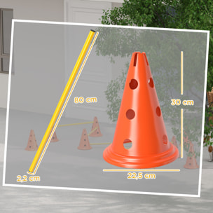 Set d'obstacles agility 12 cônes 6 piquets pour chien sac transport inclus