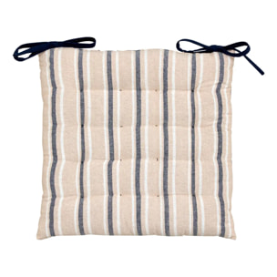 Galette de chaise Groove 38x38cm rayée bleu navy