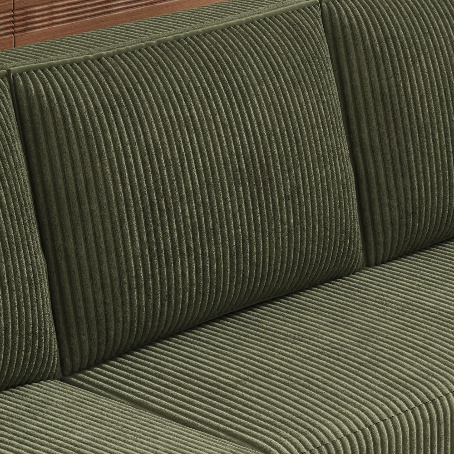 LUBEC Canapé panoramique convertible 6 places avec coffre en velours côtelé vert