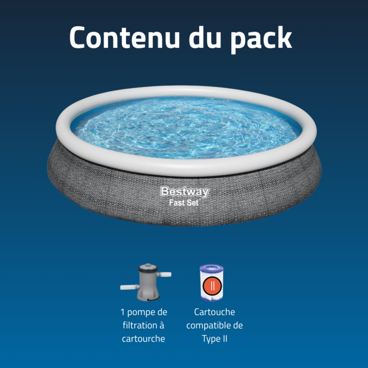 Bestway Piscine gonflable ronde Bestway Fast Set 457 x 84 cm effet rotin