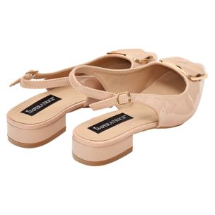 Ballerine in simil pelle verniciata con applicazione