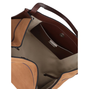 Borsa a spalla da donna Made in Italy - Modello Seraphina Elite - Pelle scamosciata - 35.0 x 35.0 x 16.0 cm