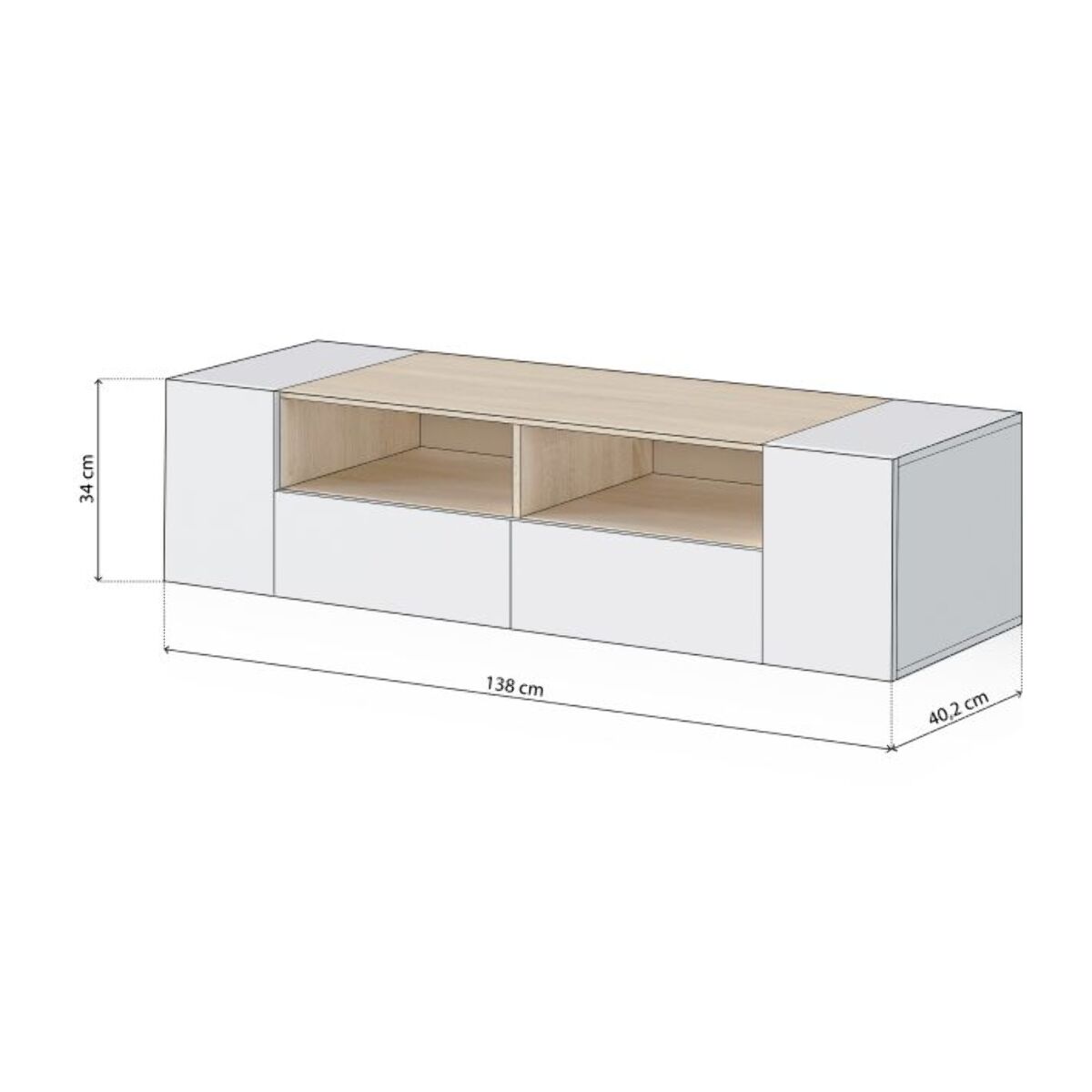 Módulo de TV Nima Blanco Artik (Blanco Mate) - Roble Canadian