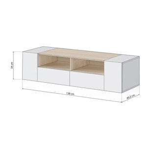 Módulo de TV Nima Blanco Artik (Blanco Mate) - Roble Canadian