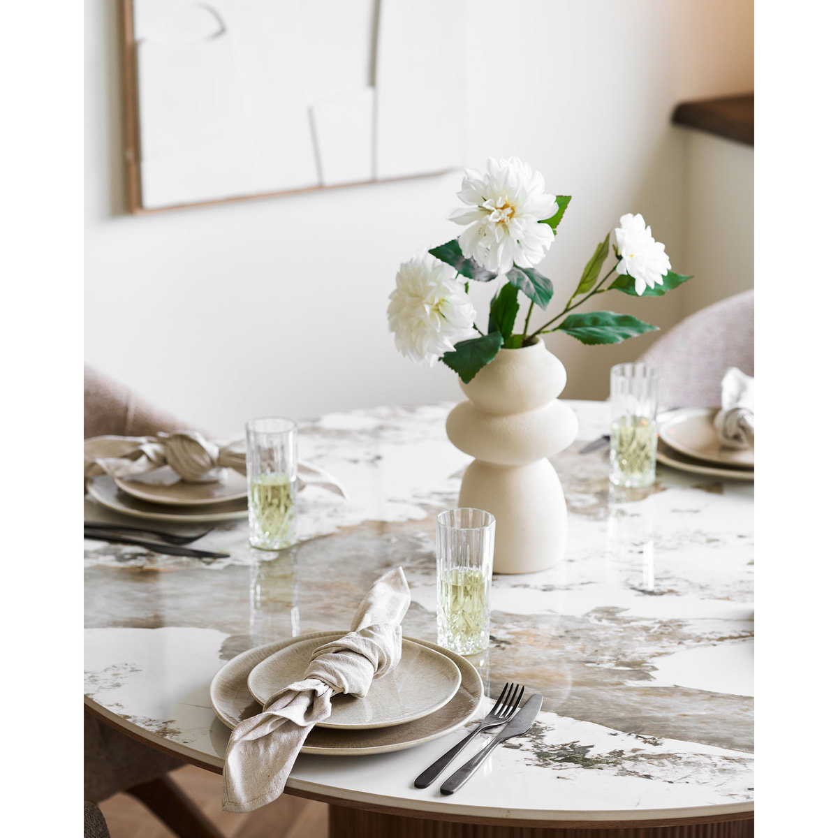 Piatto da cena Viola in gres beige ø27 cm — set da 4