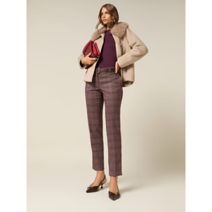 Oltre - Pantalones de cuadros - Burgundy