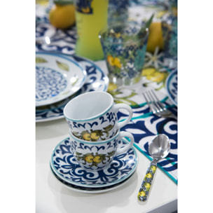 Set 6 Tazzine Caffè con Piattini Excelsa – Amalfi, Porcellana Multicolore