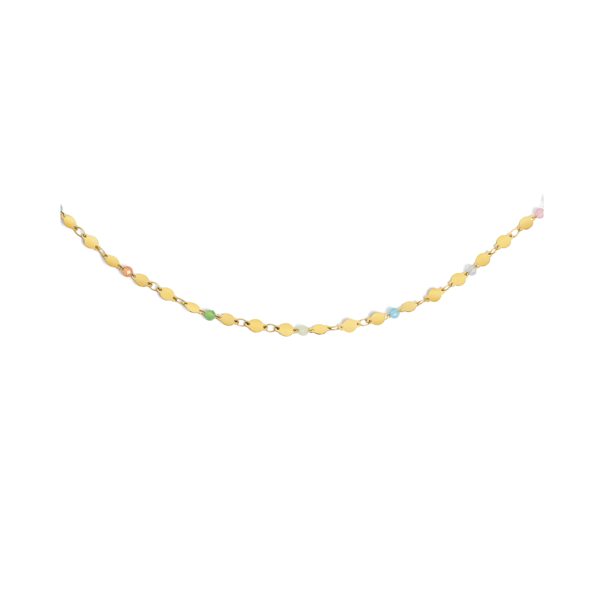 Collar Long Crystals Solar Acero Baño Oro