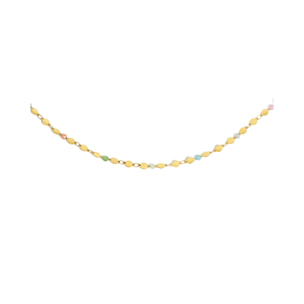 Collar Long Crystals Solar Acero Baño Oro