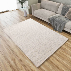 BARESA Alfombra moderna con relieve en tonos crema y gris, varias medidas disponibles