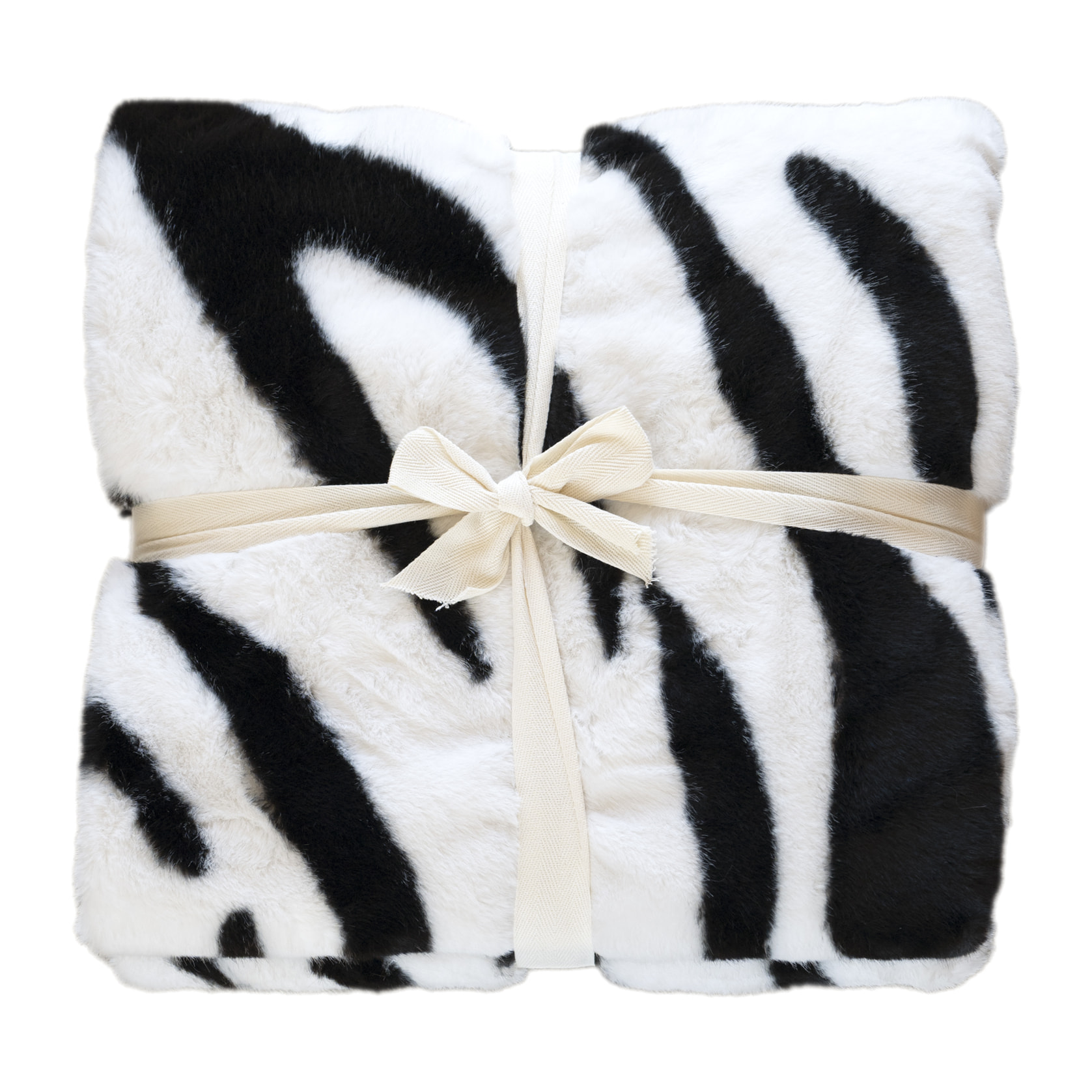 Plaid doux à motif zèbre avec dos en velours - Noir