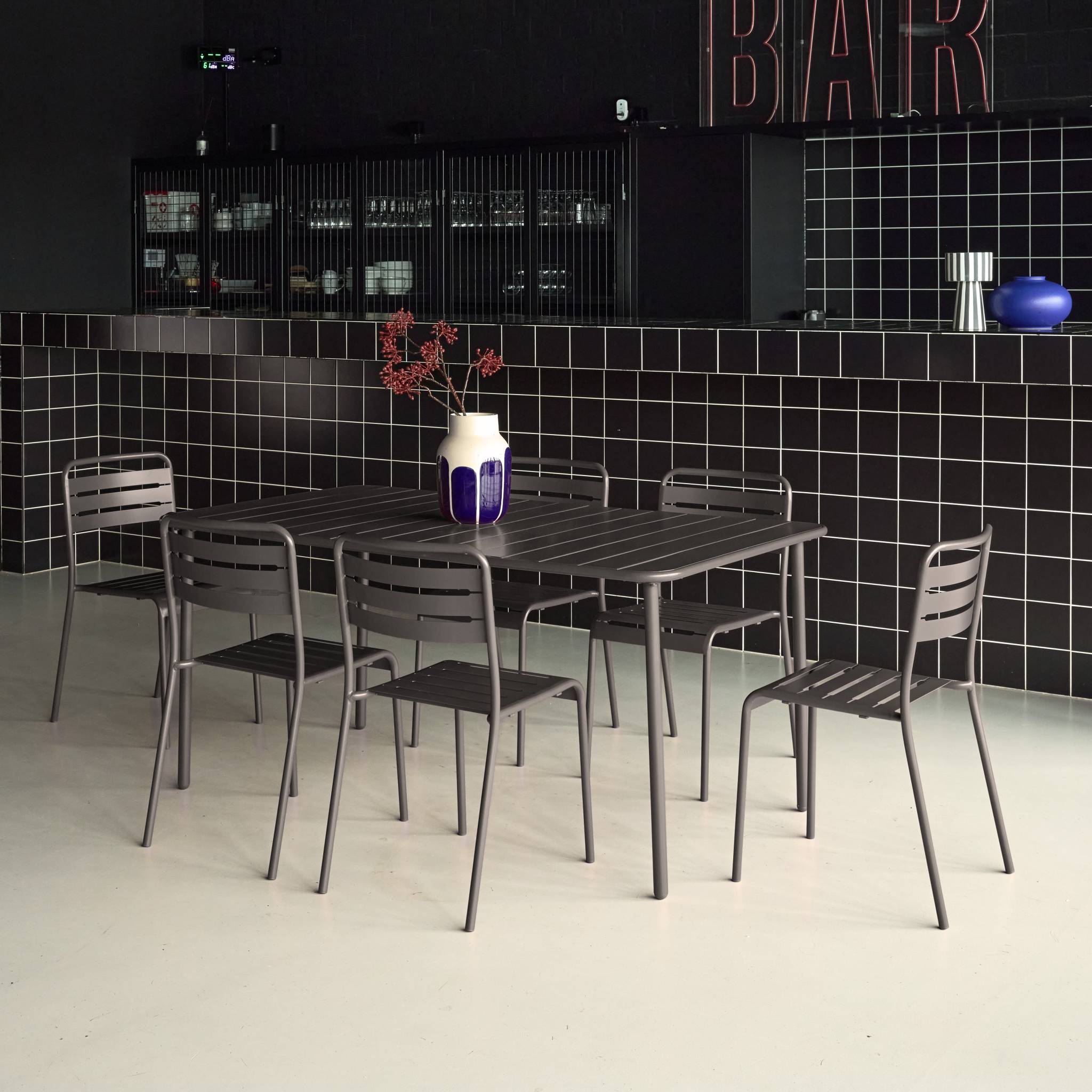 Table de jardin métal + 6 assises AMÉLIA