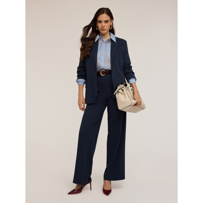 Motivi - Chaqueta de un solo botón con costuras en contraste - Azul