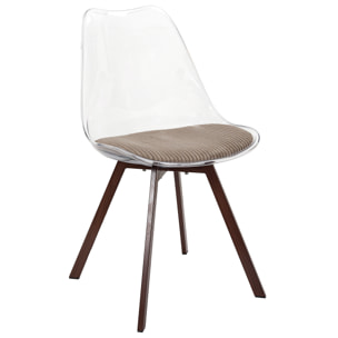 Chaise Transparente Coussin Cotele Scott Taupe - Lot De 4