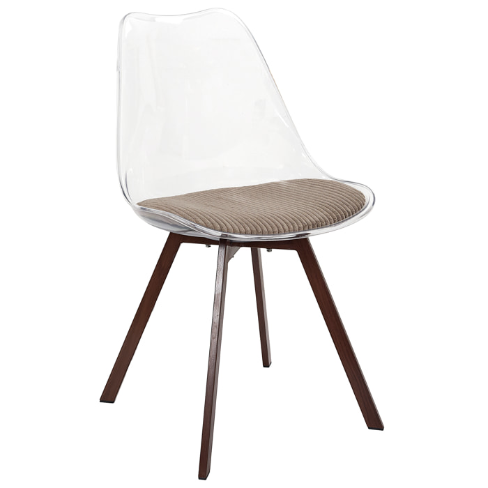 Chaise Transparente Coussin Cotele Scott Taupe - Lot De 4