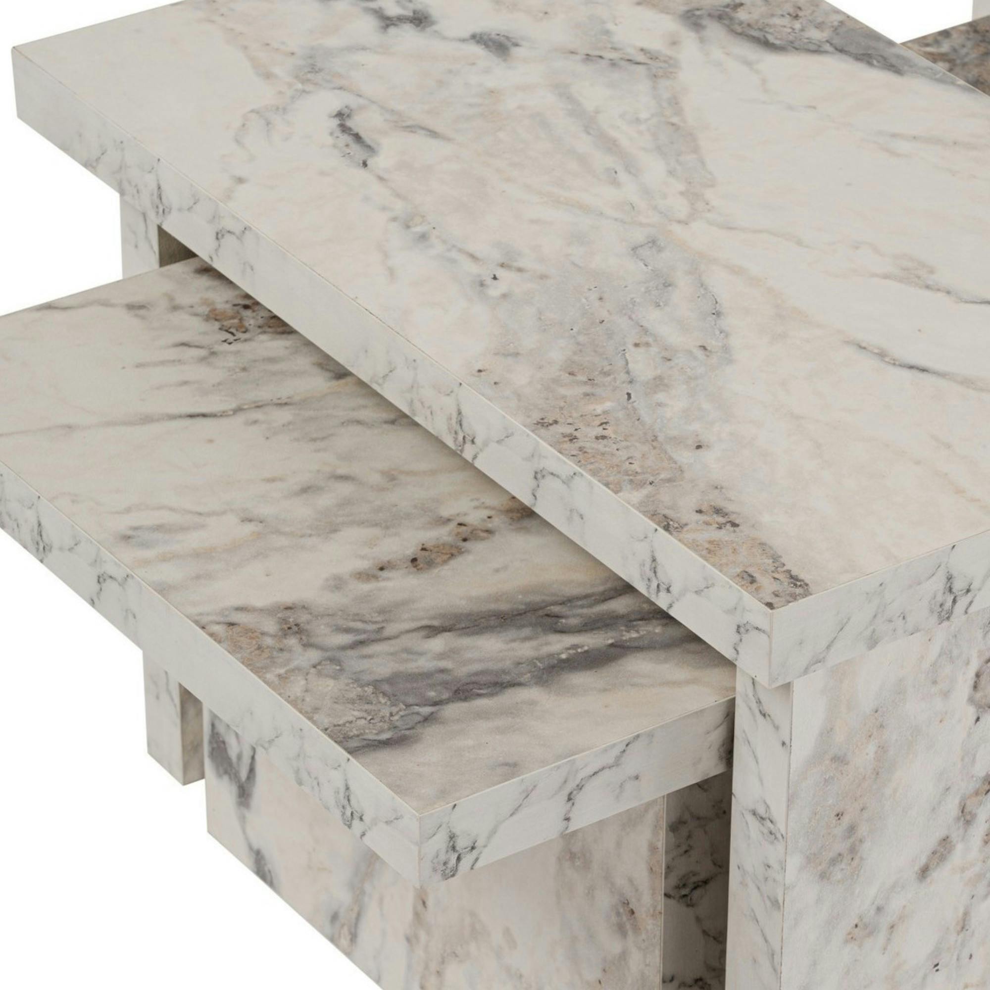 Table basse gigogne design – effet marbre (3 pièces) MARFA