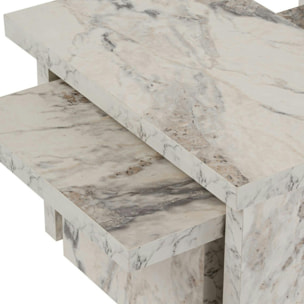 Table basse gigogne design – effet marbre (3 pièces) MARFA