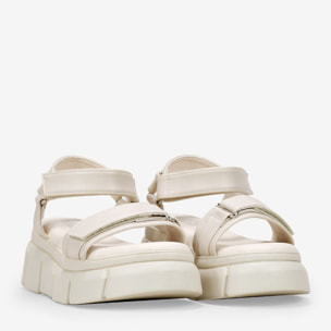 Sandalias deportivas beige con velcros y plataforma