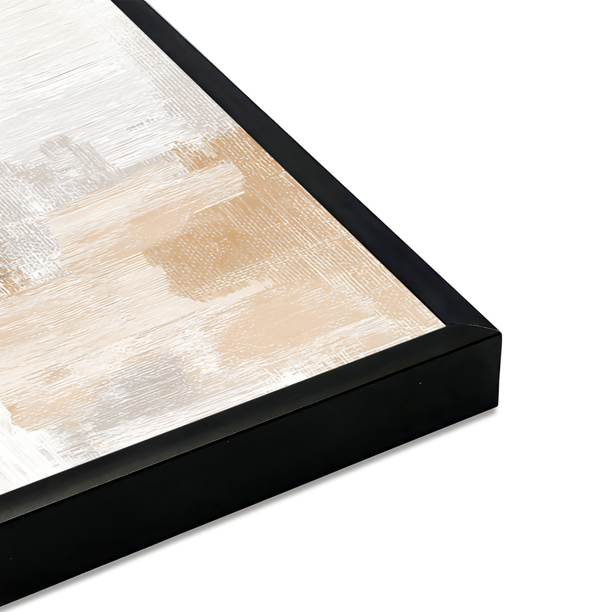 Affiche encadrée peinture abstraite beige Affiche + cadre en métal - Noir