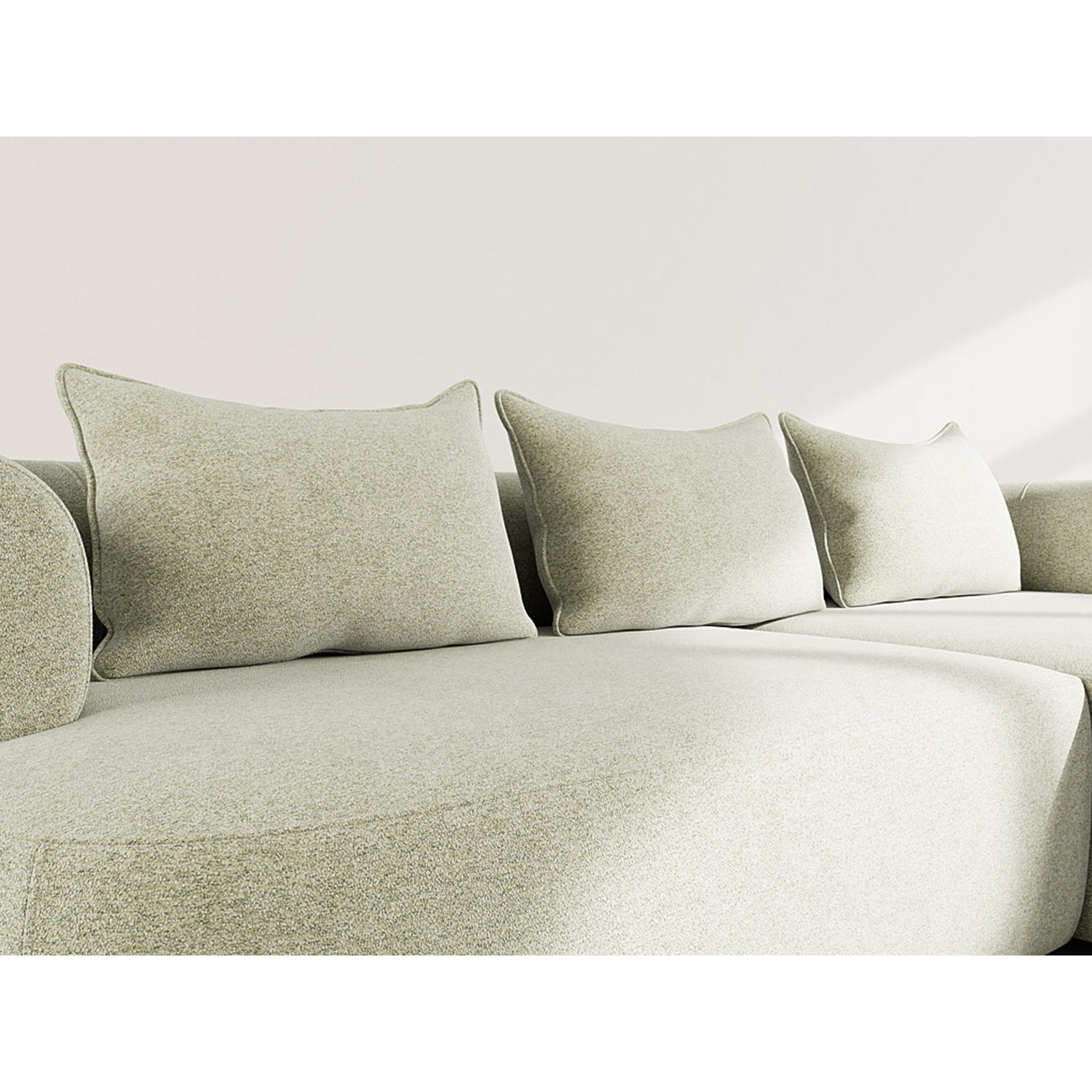 Angela - canapé d'angle droit 4 places en velours texturé - Vert sauge