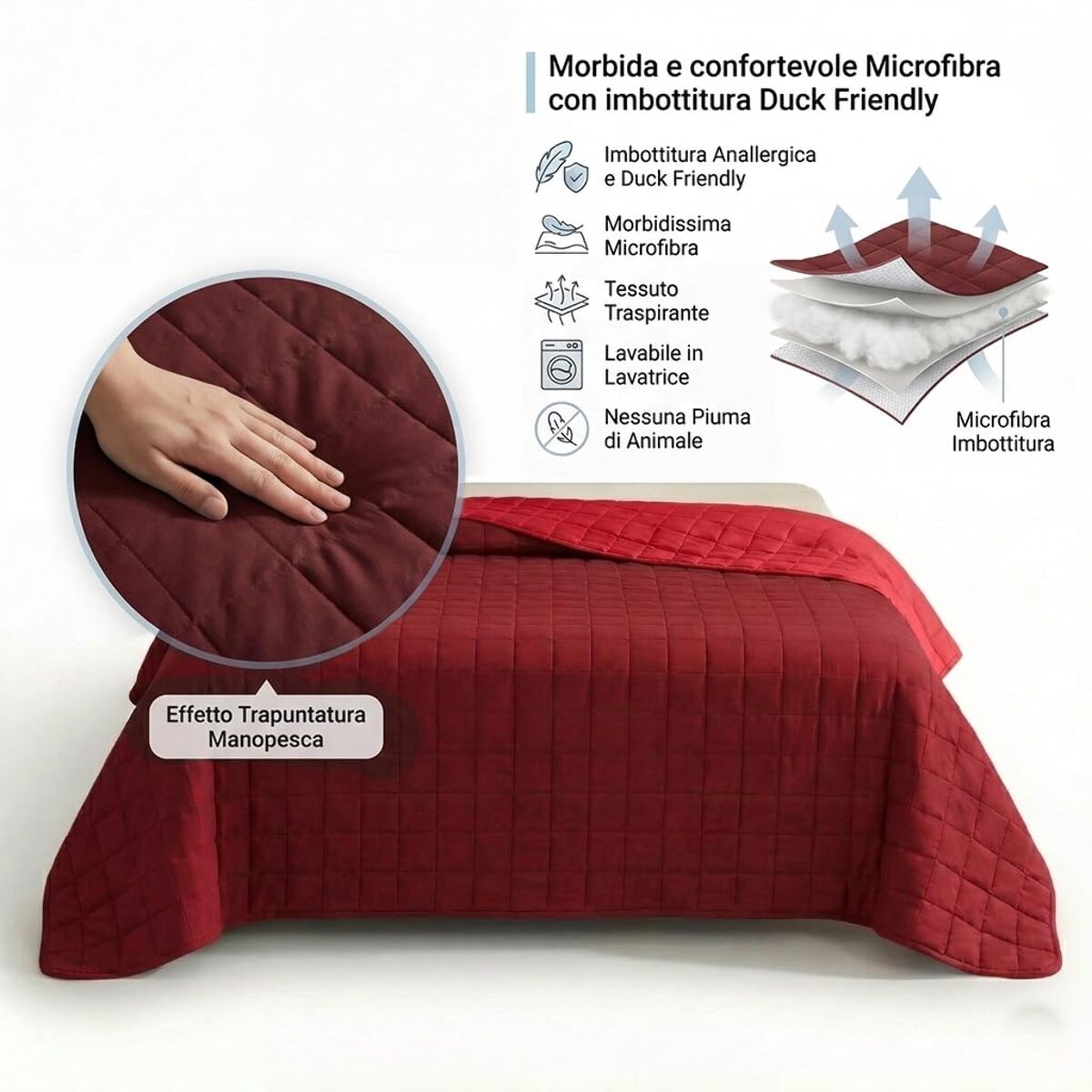 Copriletto estivo leggero double face 170x260 cm, trapunta estiva traspirante e morbida, coperta primaverile elegante e moderna, design reversibile per doppio stile, ideale per stagione calda, resistente e facile da lavare