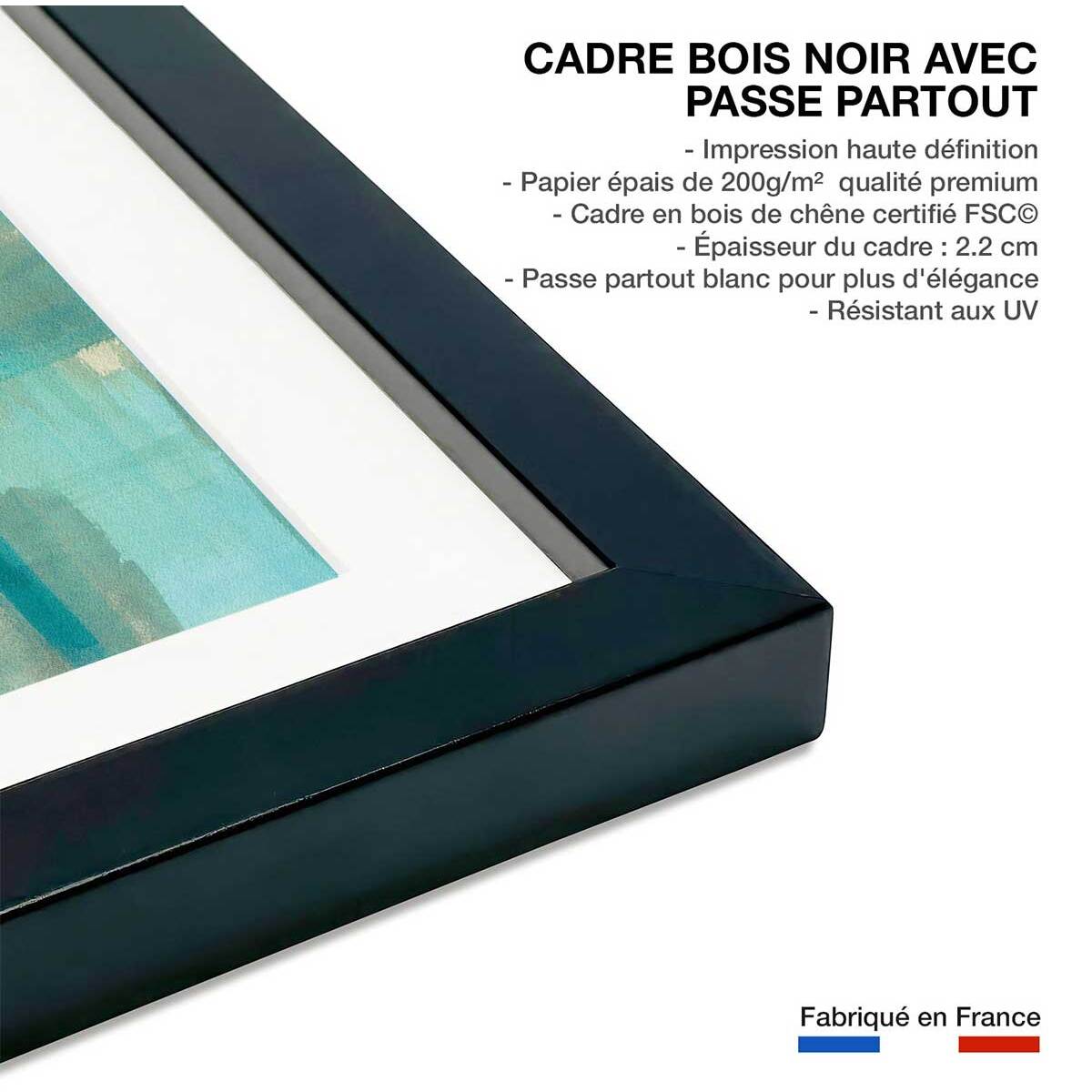 Affiche Liquide bleu Affiche + cadre en bois - Noir