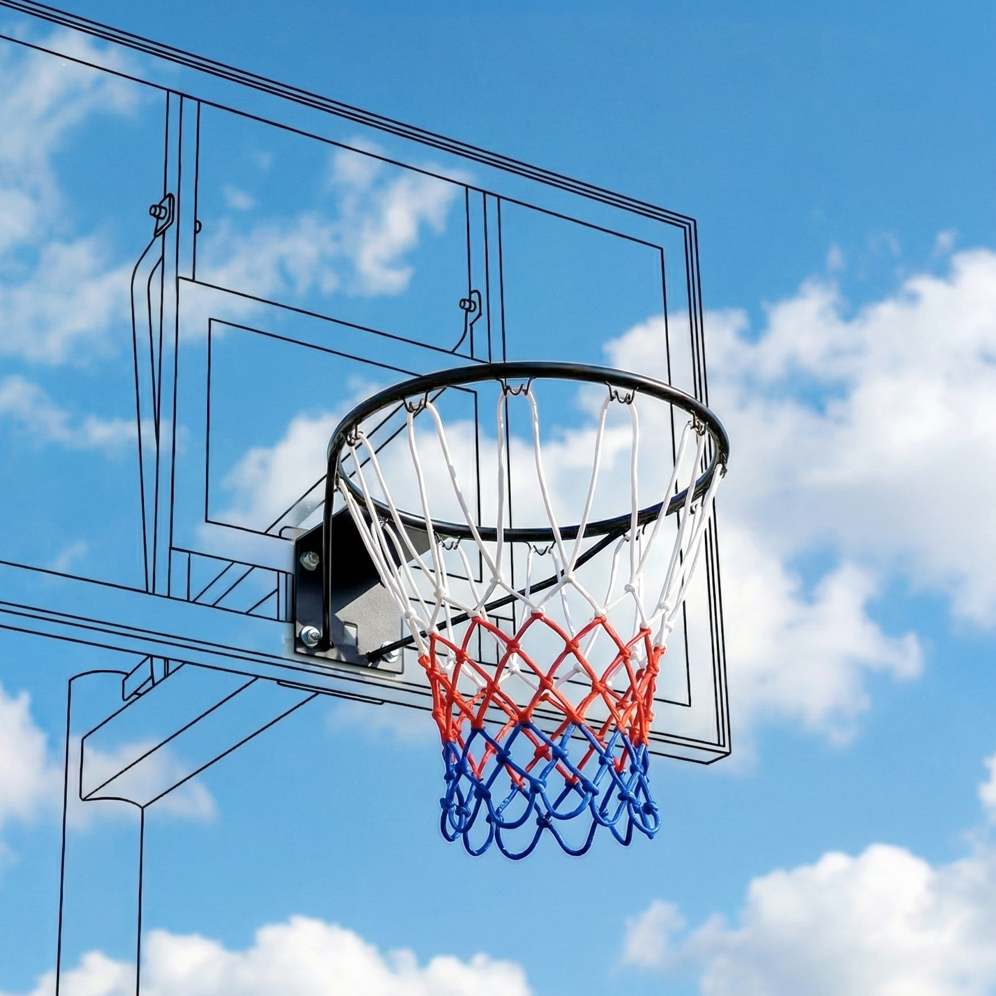 Arceau de basket mural 50 cm - panier de basket - acier noir