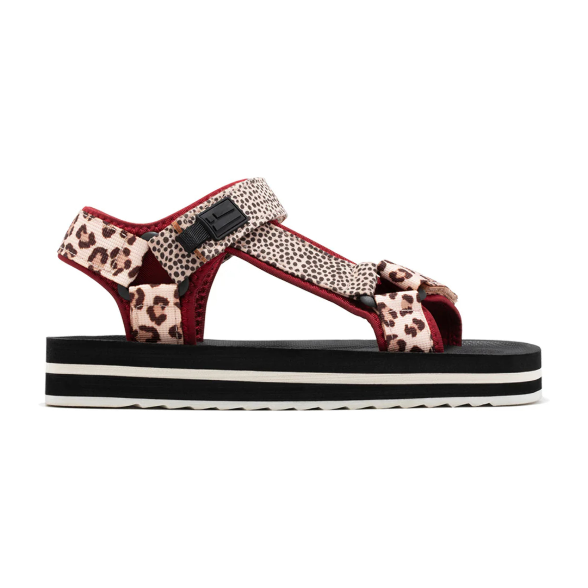 Sandalias Mujer Forest High Franjas Animal Burgundy