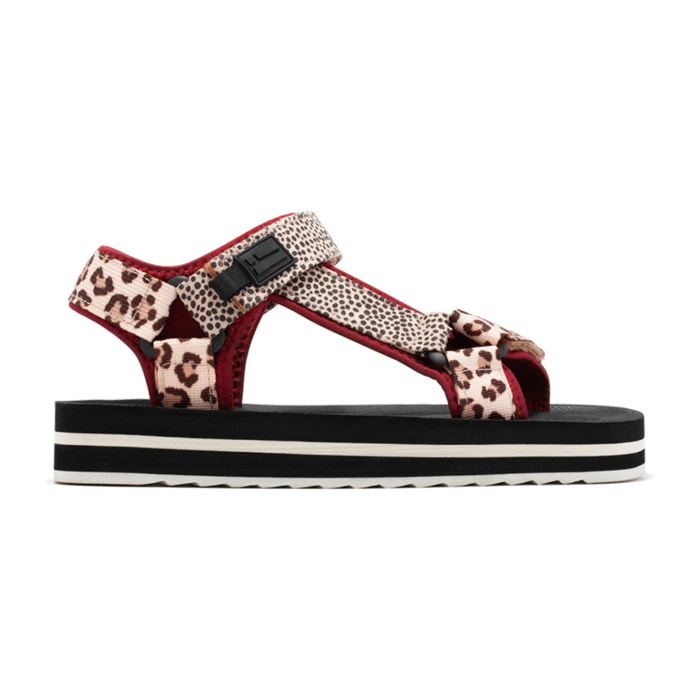 Sandalias Mujer Forest High Franjas Animal Burgundy