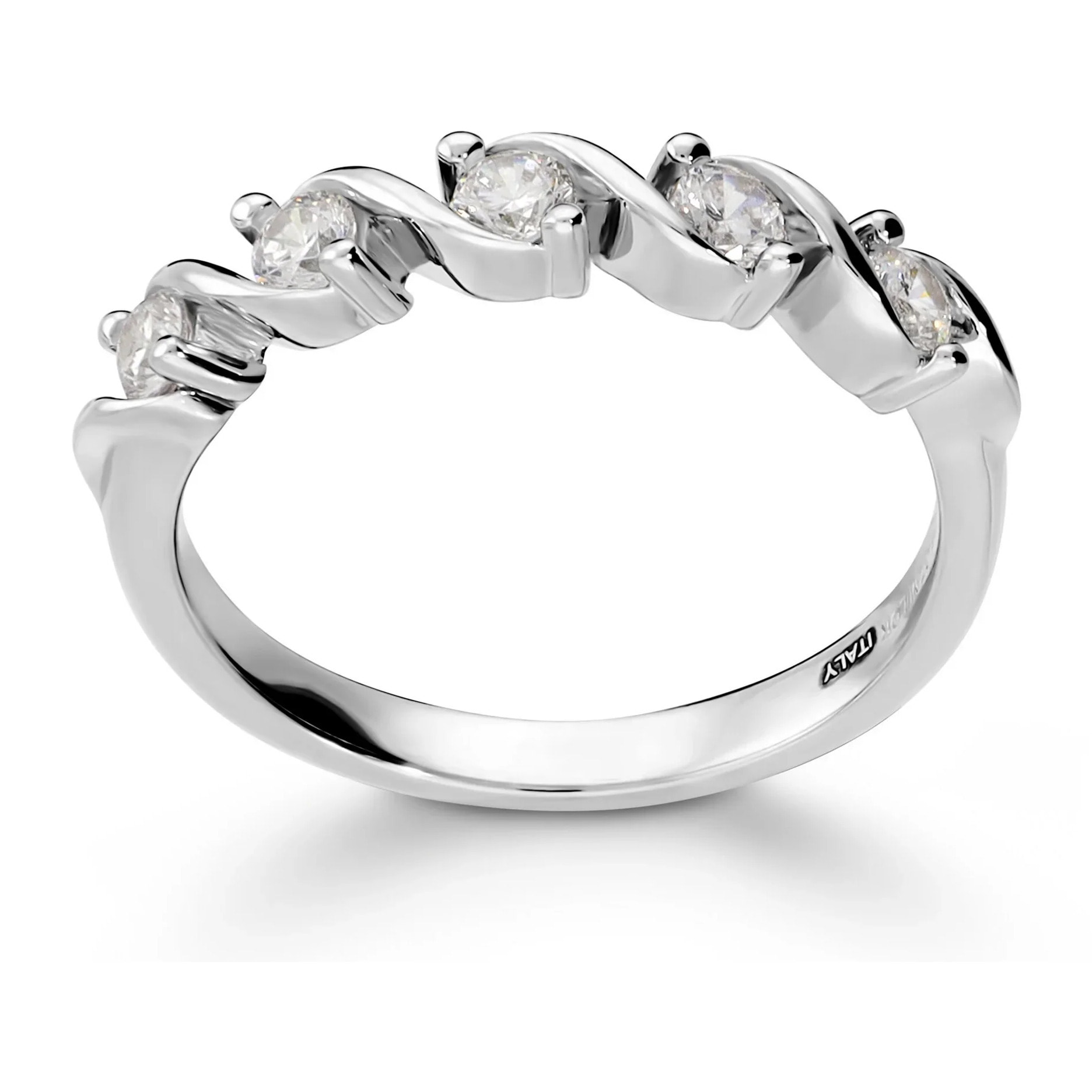 Anello Riviera in Argento 925 con Cubic Zirconia Design a Intreccio