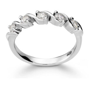 Anello Riviera in Argento 925 con Cubic Zirconia Design a Intreccio
