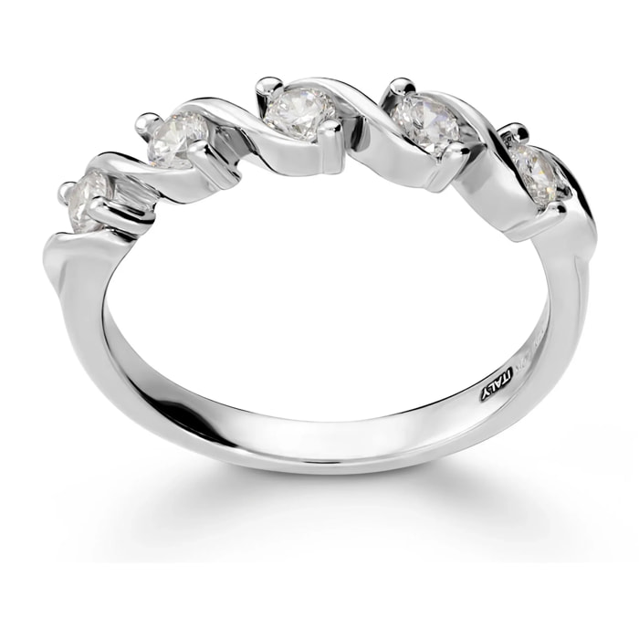 Anello Riviera in Argento 925 con Cubic Zirconia Design a Intreccio