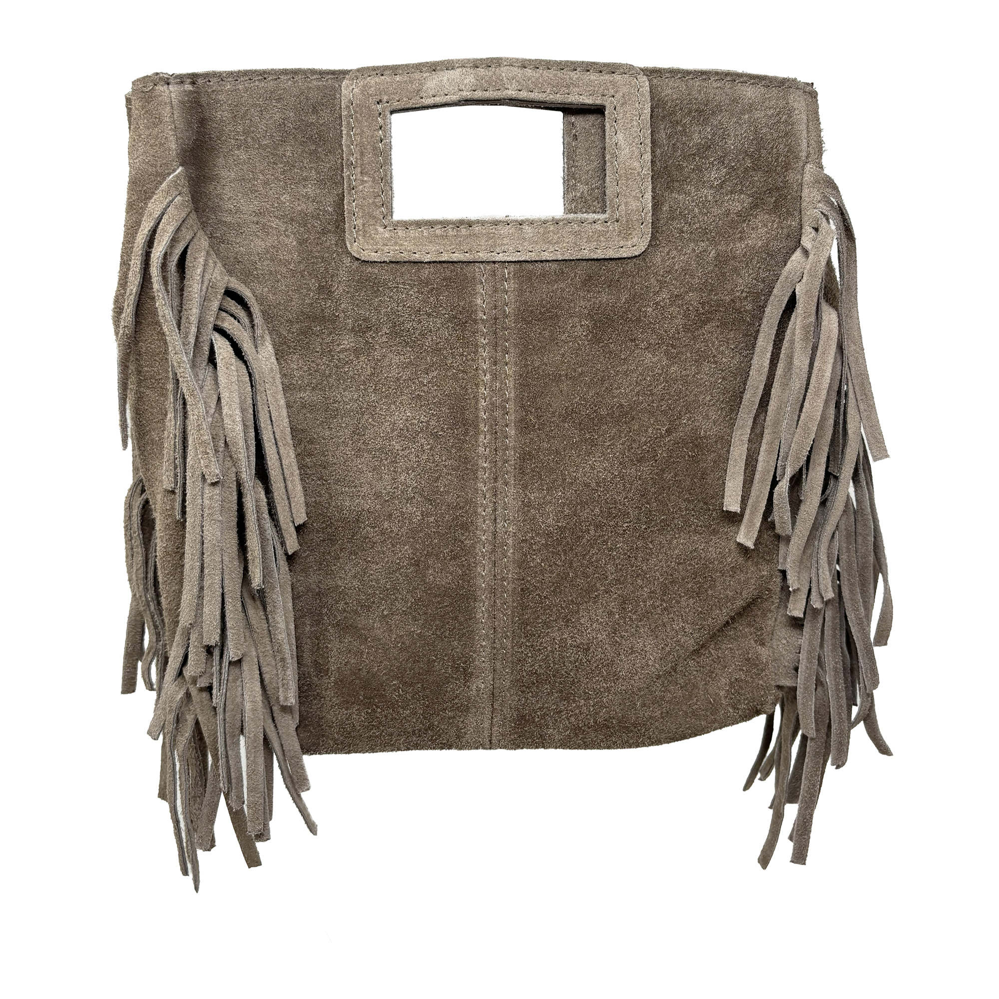 Borsa a Mano in Vera Pelle Scamosciata con Frange Made in Italy