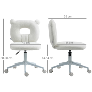 Silla de Escritorio Moderno de Borreguillo Silla Giratoria Infantil con Asiento Ajustable en Altura y Respaldo en Forma de Oso Carga 120 kg