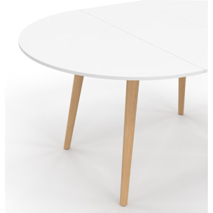 Table à manger ronde extensible Stacy bois et blanc Ø110-150cm