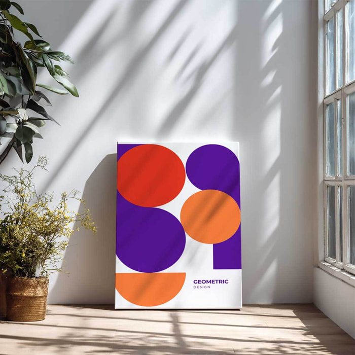 Tableau géométrique cercles violet et orange Toile imprimée
