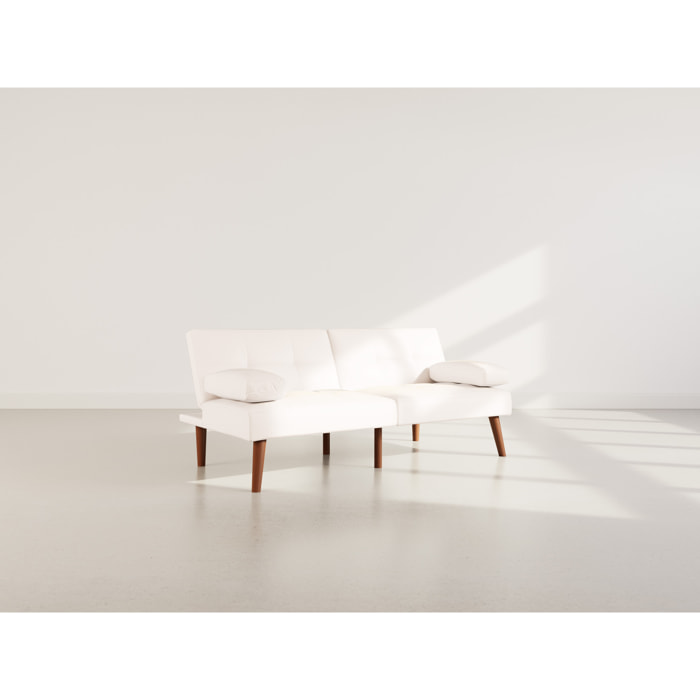 Philae - Canapé convertible clic-clac 2 places - en simili - Blanc