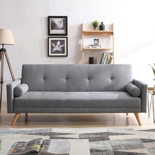 Canapé convertible 3 places en tissu gris VANSO