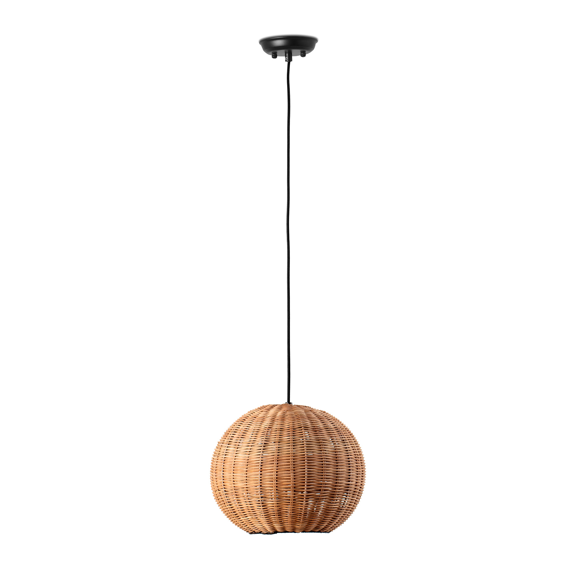 HAKA 300 Lampe suspension noire/rotin