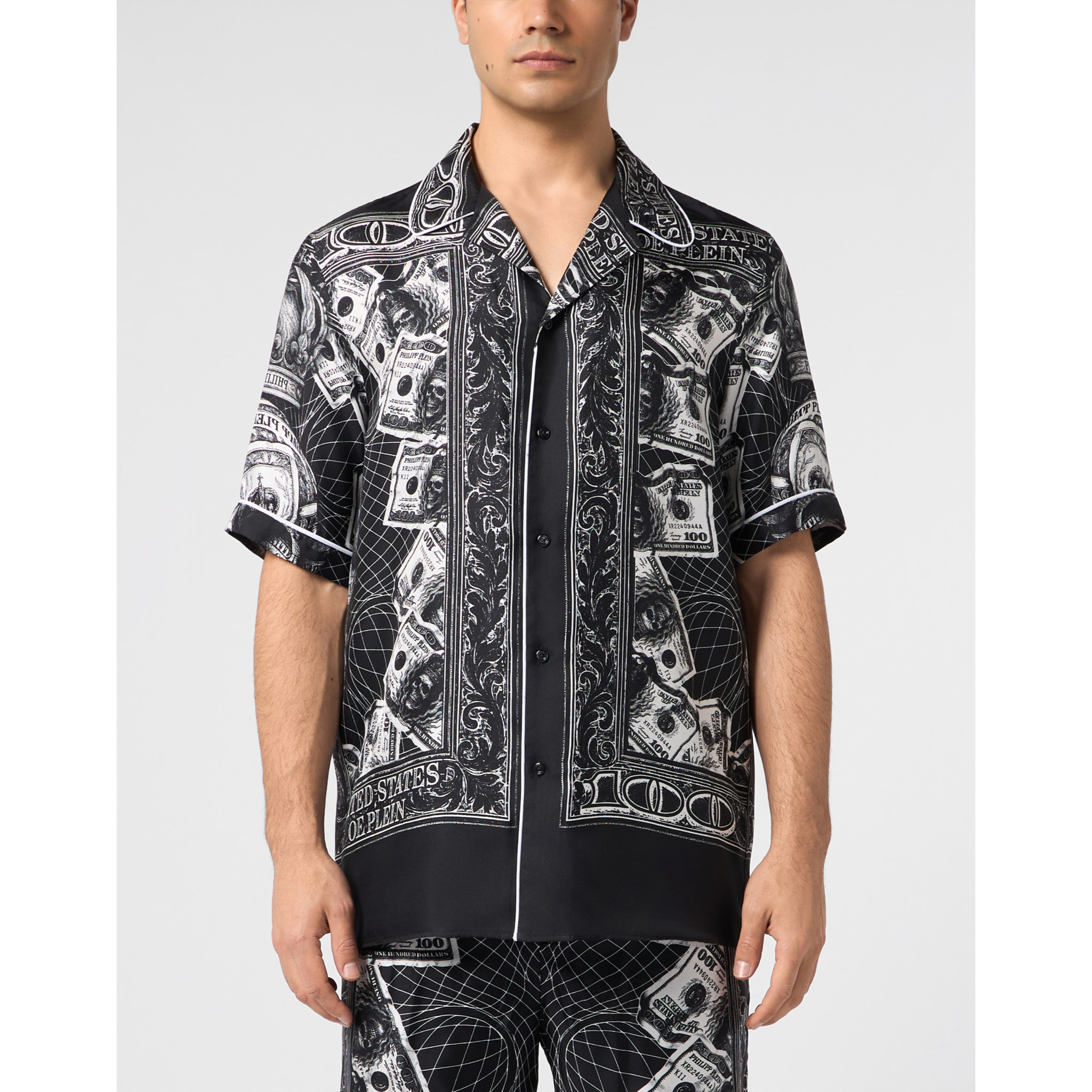 PHILIPP PLEIN Bowling Shirt Skull Dollar