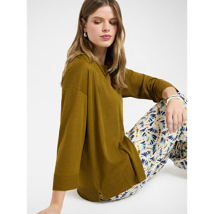 Elena Mirò - T-shirt relaxed fit aperta davanti - Verde militare